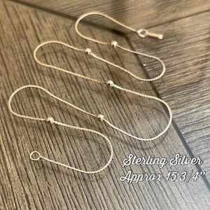 Vintage Sterling Silver Serpentine and Bead Station Chain - Necklace